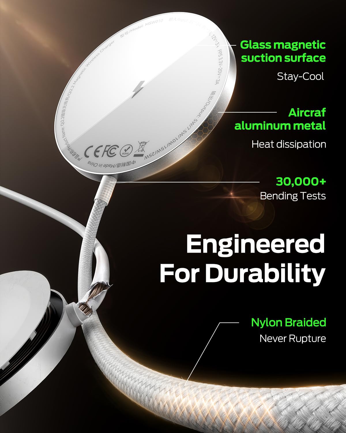 MOVESPEED Qi2.2 25W Magnetic Wireless Charger 2 Pack, MagSafe Fast Charging Pad, Compatible with iPhone 17/16/15/14/13/12 Series, AirPods Pro/4/3/2,Samsung Galaxy and More(White)