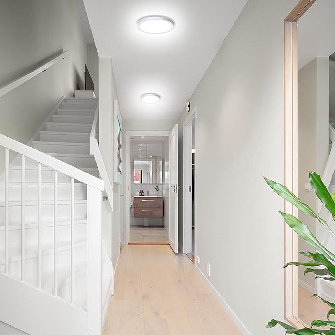 LED Flush Mount Ceiling Light , Super Slim 12W 7Inch 3000K/3500K/4500K/5000K/6500K 5 Color Changeable 1440LM Low Profile White Ceiling Light for Bedroom, Living Room, Dining Room, Hallway, Pack of 2