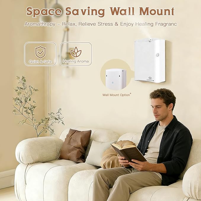 Waterless Essential Oil Diffuser HVAC Scent Machine - Smart APP & WiFi Control 3500 sq. ft Coverage Cold Air Aroma, Minimalist Aromatherapy Diffusers 500ML for Home Hotel Office