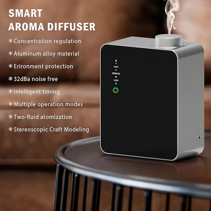 Wireless Smart Scent Waterless Home Fragrance Diffuser for Home, Spa, Office, Large Room,Cover Up to 2000 Sq. Ft, Commercial Aromatherapy Nebulizing Oil Diffuser Gift