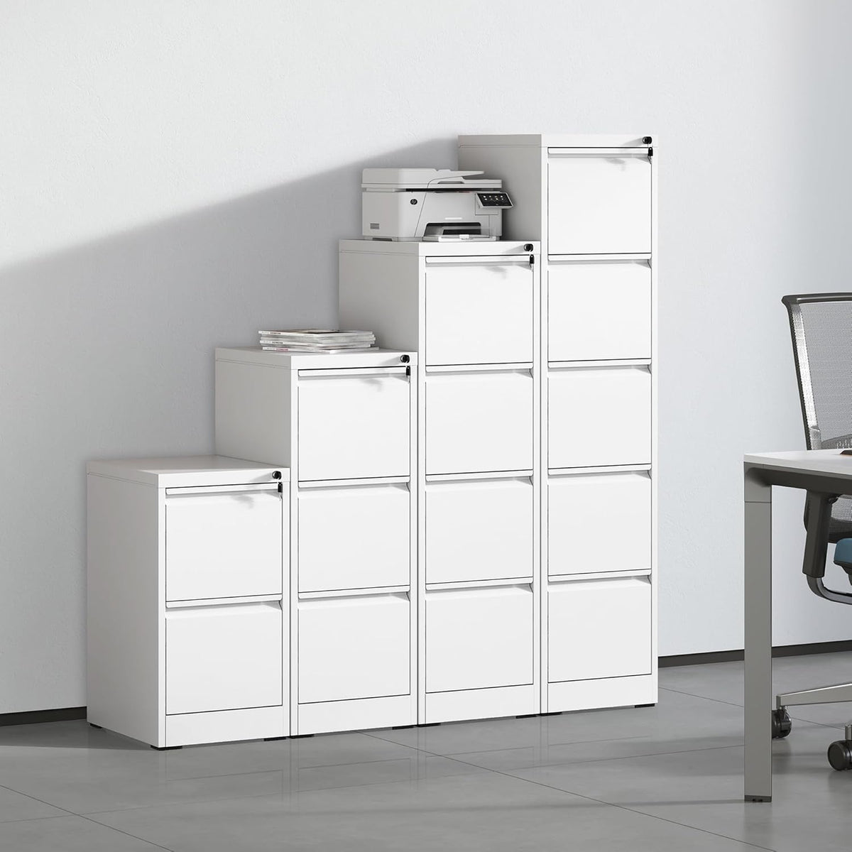 Metal File Cabinet with Drawer Heavy Duty Home Office Steel Vertical Filing Lockable Cabinets for Legal/Letter Size,Assembly Required