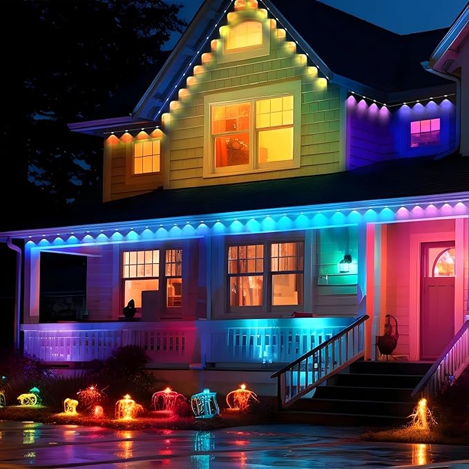 Permanent Outdoor Lights, Smart Outdoor LED String Lights,Christmas Lights RGB Color Changing,Scene Modes, IP67 Waterproof, App Control,Holiday, Party,Christmas Decorations（100FT）