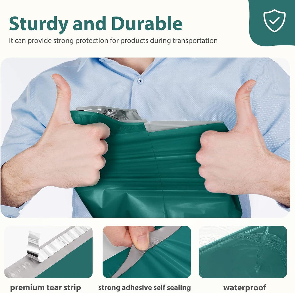 Fuxury Poly Mailers 10x13 Inch 50 Pcs, Waterproof Shipping Bags for Clothing, Strong Adhesive Shipping Envelopes for Small Business, Self Seal Mailers Poly Bags Mailing Envelopes Forest Green