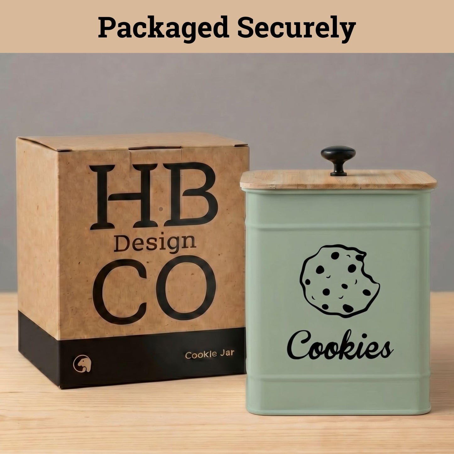 Cookie Jar with Airtight Lid - 1 Gallon - 6"D x 8""H Green Iron Cookie Tin with Bamboo Lid - Large Cookie Jars with Lids Airtight - Farmhouse Cookie Jars for Kitchen Counter Decorative - Cookies Jar"