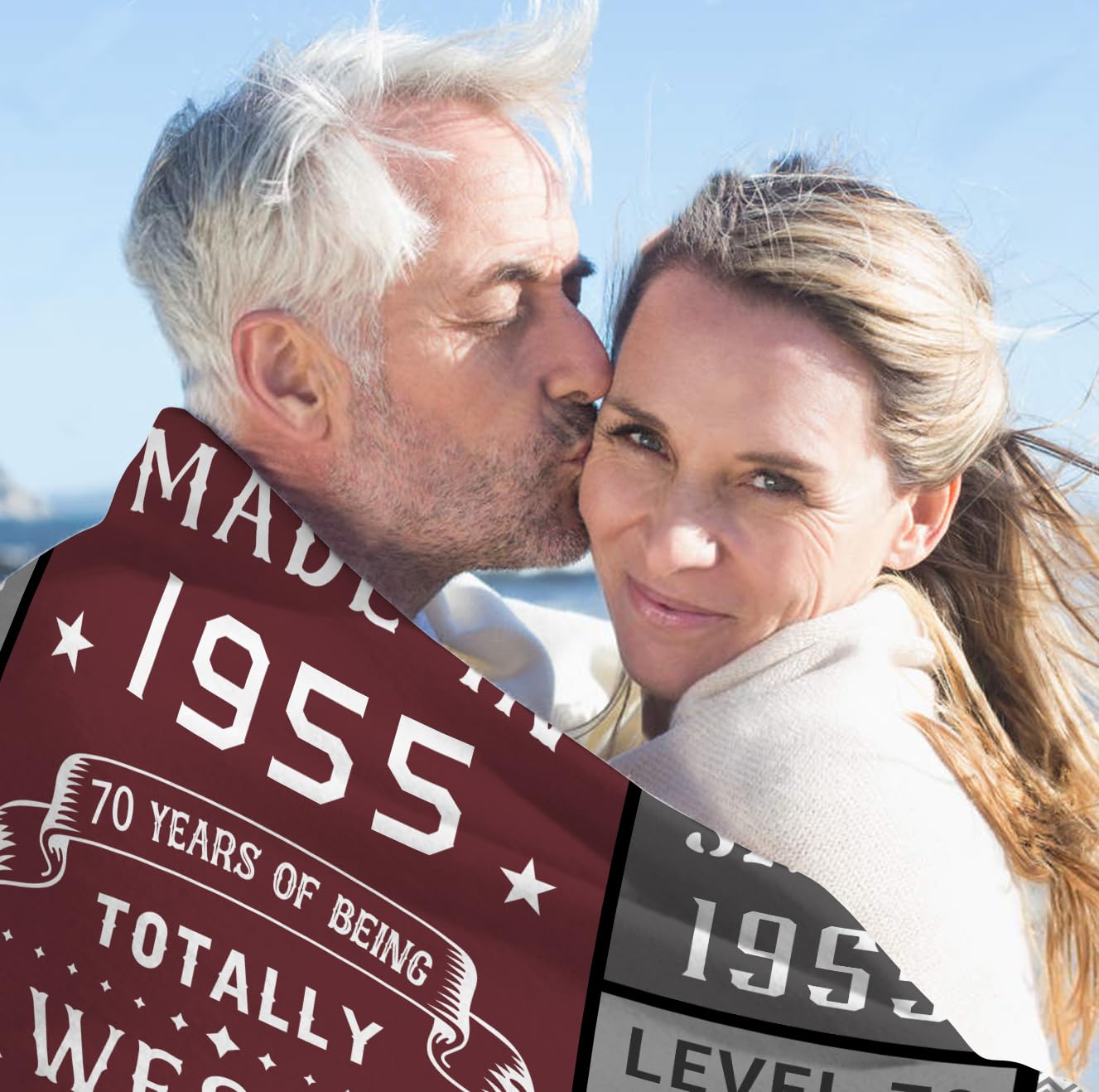 Joyloce 70th Birthday Gifts For Men Blanket 50*60, Happy 70th Birthday Gift Ideas, Gifts For 70-Year-Old, Gifts For Men Turning 70, Funny 70th Birthday Decorations, Unique Birthday Present 1955 Throw