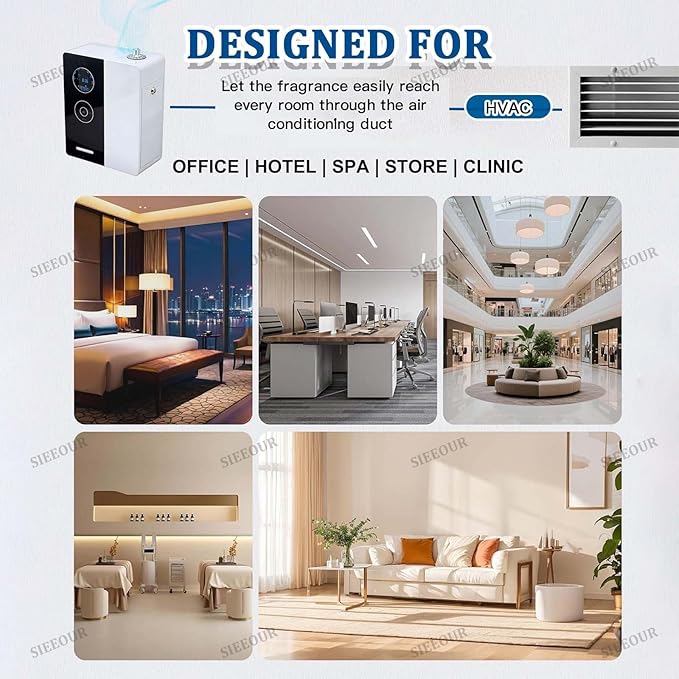 Commercial Fragrance Diffuser, HVAC Aroma Compatible, Smart Air Diffuser 17657 Cu Ft, Waterless Essential Oil Diffuser, 6.76 Oz, WiFi Bluetooth App Controlled Silent for Hotel Spa(Black)