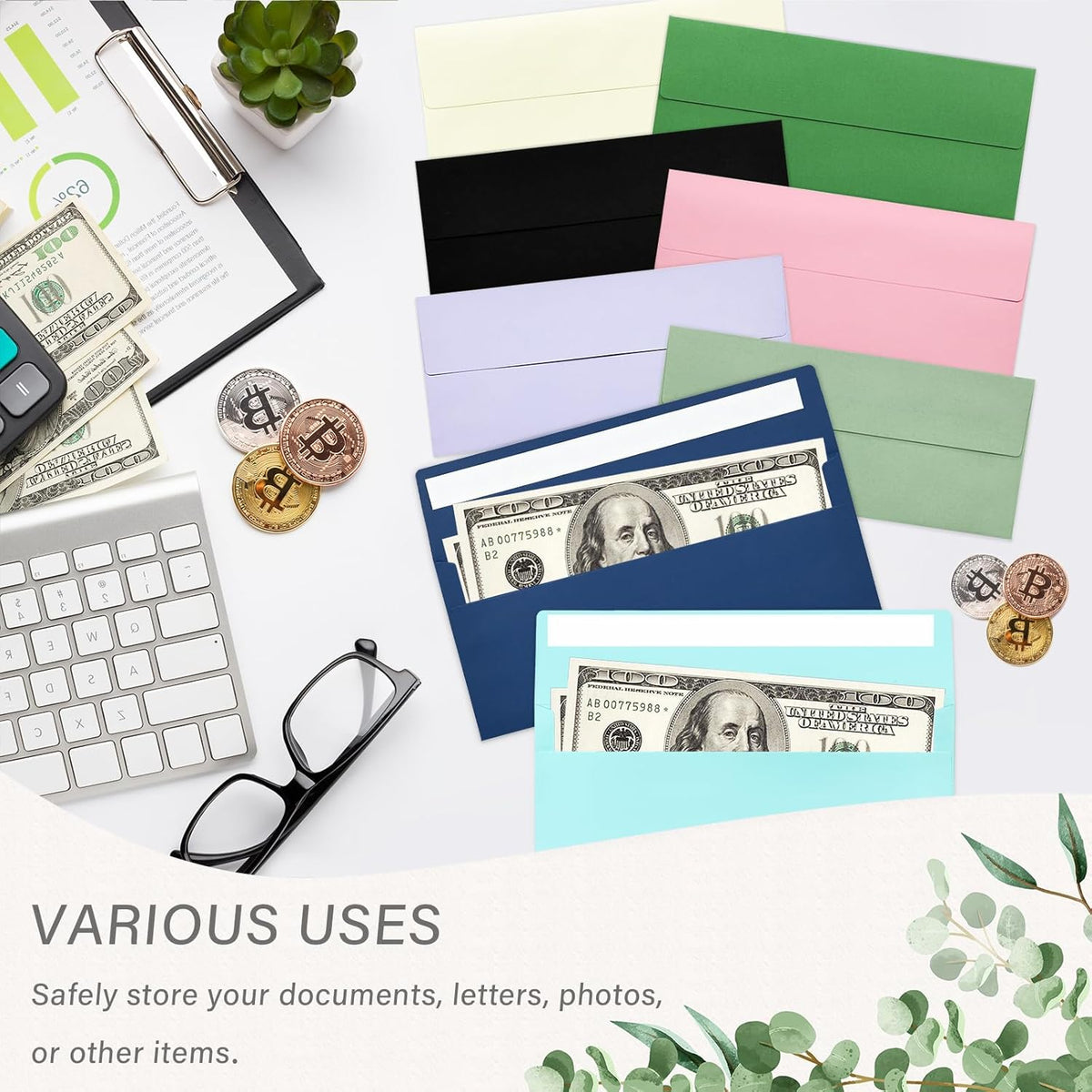 100 Pack #10 Business Envelopes, Self Seal Standard Sage Green Envelopes for Secure Business & Legal Mailing, Office, Checks, Letter, Invoices, 4 1/8 x 9 1/2 Inches