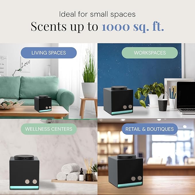 Air Esscentials Smart Scent Air Machine for Home, Office, Spa & Hotel, Bluetooth & Waterless Oil Diffuser with Cold Air Technology, Covers 1,000 sq. ft., Single Scent Tuner