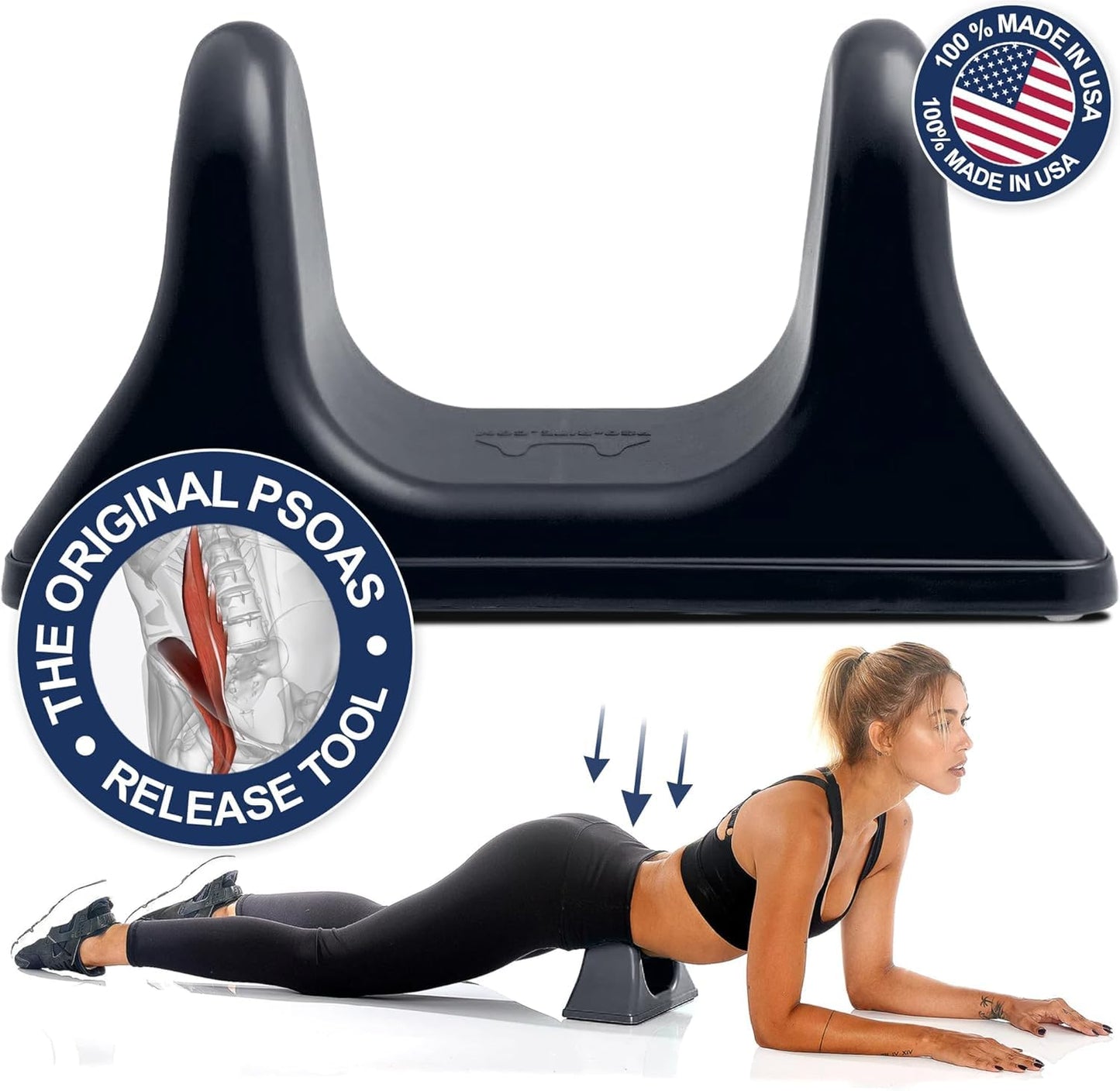 PSO-RITE Psoas Muscle Release and Deep Tissue Massage Tool - Massager Device for Back, Hip Flexor Relief and Recovery, Durable for Athletes, Physical Therapy, Trigger Point Pain- Night Black