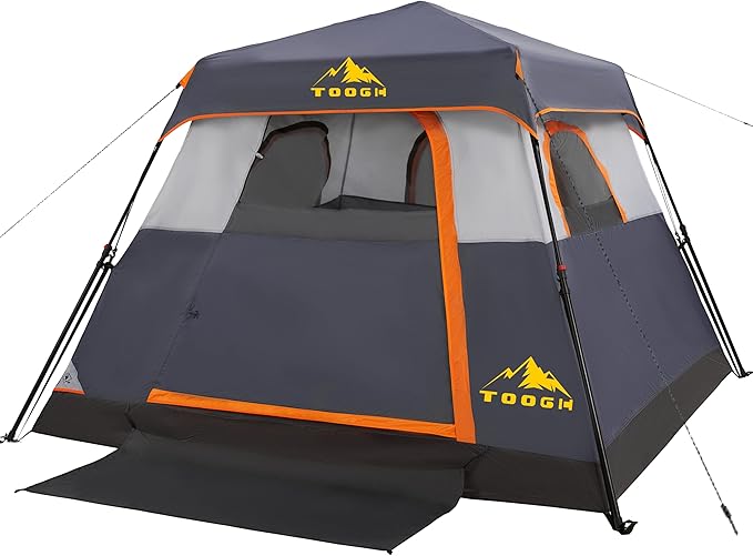 3/4 Person/6 Person Camping Tent Fast Cabin Tent with Instant Setup Tent, Weatherproof Tent Easy Quick Set Up & Pop Up in 60 Seconds with Rainfly Backpack for Family Camping,Upgraded Ventilation