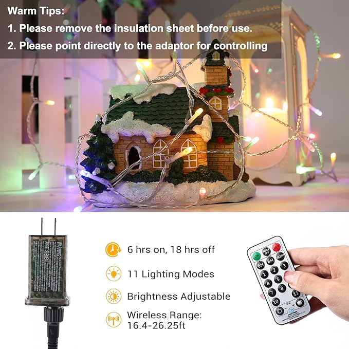 Brizled Christmas Lights, 65.67ft 200 LED Tree Lights Color Changing, 11-Function Warm White & Multicolor Christmas Light String, Connectable 29V Adapter Fairy Lighting with Remote for Xmas Tree Party
