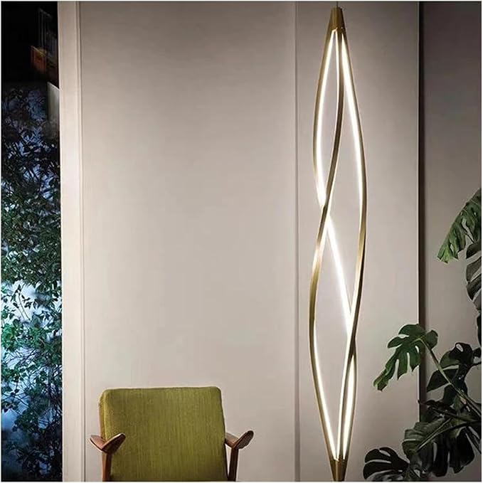 Modern Home Decor Led Lights Pendant Light Lamps Forstaircase Chandeliers for Living Room Hanging Indoor Lighting,Modern LED Chandelier(RC Remote dimming,Gold 180cm)