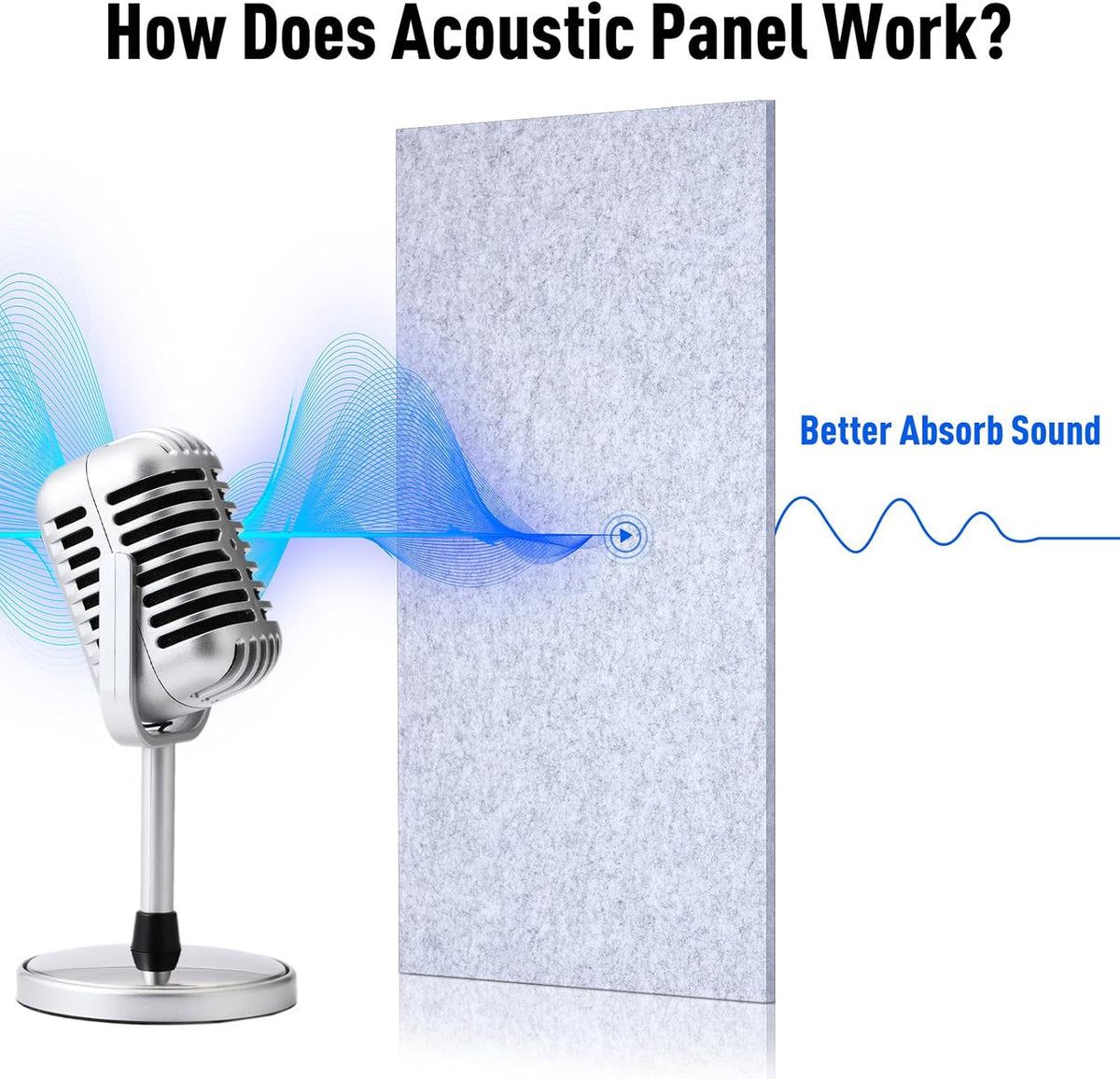 Frienda 6 Pack Large Acoustic Panels 47 x 24 x 0.4 Inch Fabric Wrapped Sound Proof Self-adhesive High Density Foam Panels for Recording Studio Acoustical Treatments Home Office(Silver Gray)