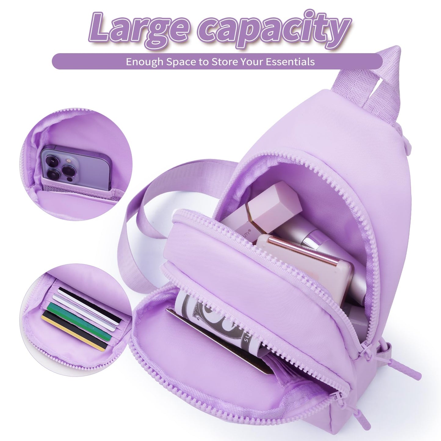 Fystdtote Birthday Gift for 5 6 7 8 9 10 11 12 13 14 15 16 Year Old Girls Fanny Pack Crossbody Bags for Women,Cute Trendy Stuff - Lavender,A