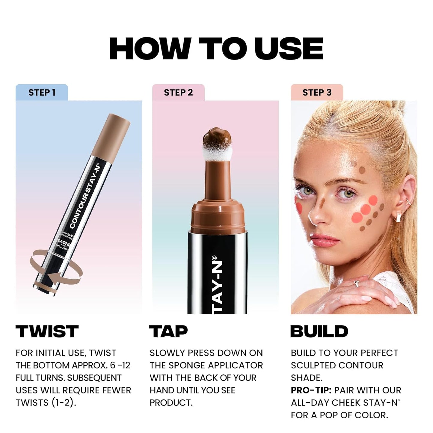 Sacheu Liquid Contour STAY-N Long Wear Cream Contour Makeup — Long Lasting, Blendable, & Lightweight Formula — Vegan & Cruelty-free, Giving Iconic