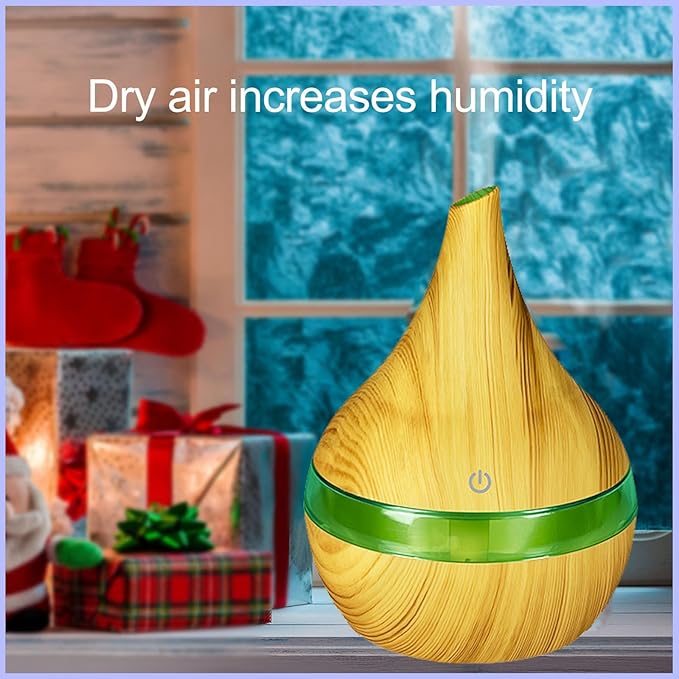 FULLBELL Cool Mist Humidifier, 300ML, 10-20 Hours Runtime, 7 Color Lights, 2 Modes, 24db Quiet, Black (Light Brown-300ML)
