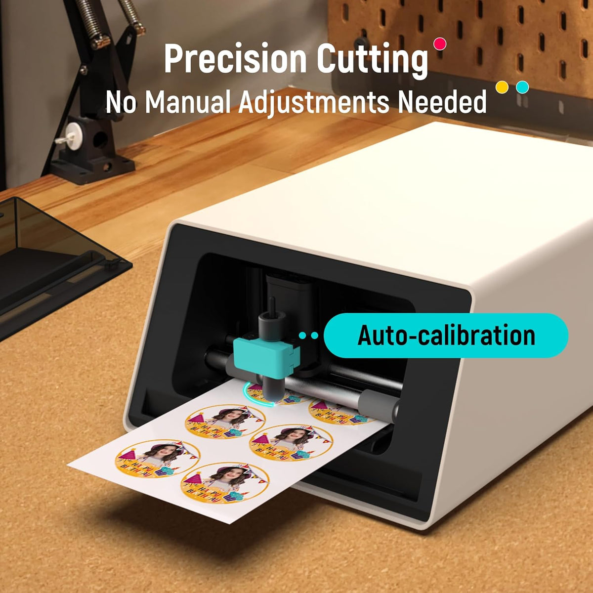Liene PixCut S1 Photo Sticker Printer Creator Plus Pack - All-in-One Sticker Maker Machine for DIY Crafts, Custom Labels & Gifts, Thermal Dye-Sublimation, 300 DPI Prints, Precise AI Auto-Cutting