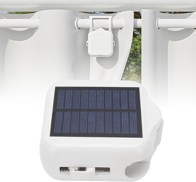 Zopsc Smart Curtain Motor, Solar Powered APP Controlled Automatic Curtain Opener with Voice Control and Timer, for Roman Rod U Shape I Beam Tracks