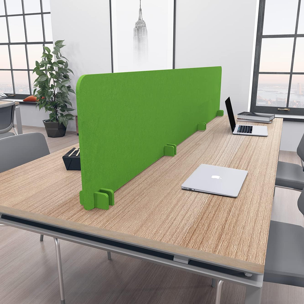 Freestanding Acoustic Desk Divider with Mount | Eco-Friendly Privacy Screen Panel | Noise Reducing Desk Partition | Tackboard Option & Easy to Install | Made from Recycled Plastic | Orange - 18" X 47"