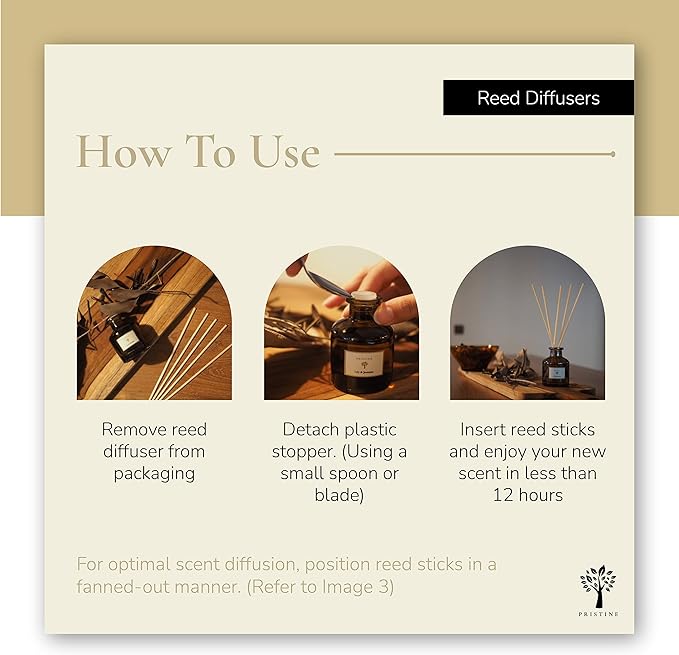 PRISTINE Swiss Château/Inspired by Hilton Reed Diffuser - Home & Bathroom | Fresh Cut Rose, Tangerine, Cedarwood Oil Reed Diffuser Set | Oil & Reed Diffuser Sticks, Home & Office Decor, Fragrance Gift
