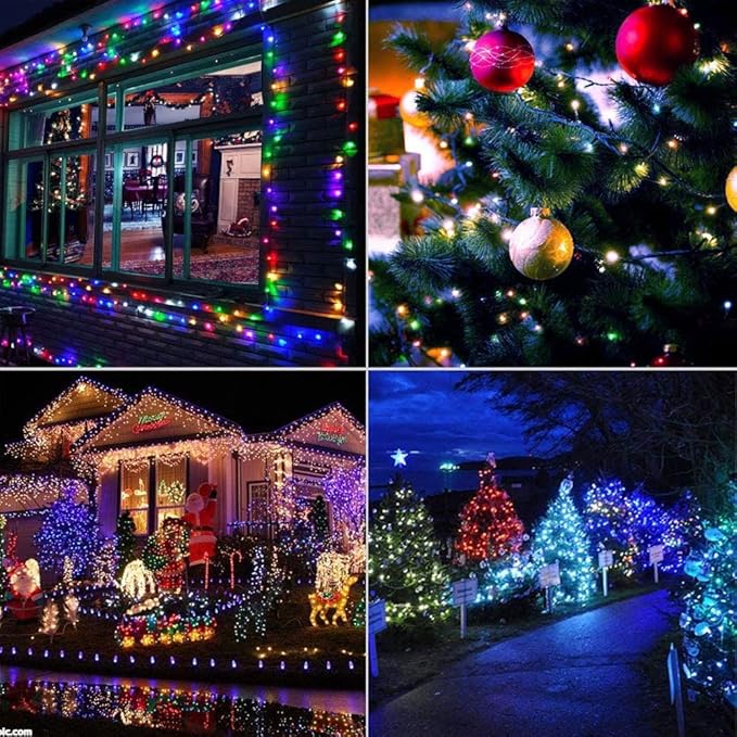Hopolon String Lights Indoor Outdoor, 33 FT 100 LED Connectable Green Wire Twinkle Fairy Lights, Plug in Christmas Light Waterproof for Wedding Party Patio Spring Decor (Multicolor)