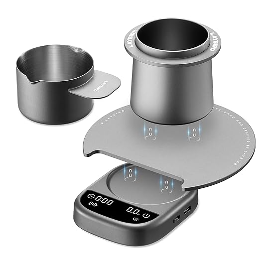 LAYBIRD MagAttach Modular Magnetic Coffee Scale with Timer, Espresso Scale for Pour Over Coffee, Flow Rate and Brew Ratio Display, Rechargeable Precision Scale