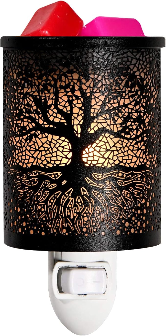 ASAWASA Metal Plug-in Wax Warmer with 1 pics Silicone Liner, Electric Wax Burner Melter Fragrance Warmer Night lamp,for Home Bedroom Kitchen Garage Gifts Décor Aromatherapy Spa (Banyan)
