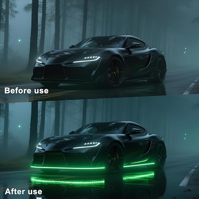 Underglow LED Lights for Cars - 6PCS RGB Neon Light Kit with 360 LEDs, Bluetooth APP Control, 8 Colors/Music Sync, Waterproof PVC Strips for Cars, Trucks, SUVs