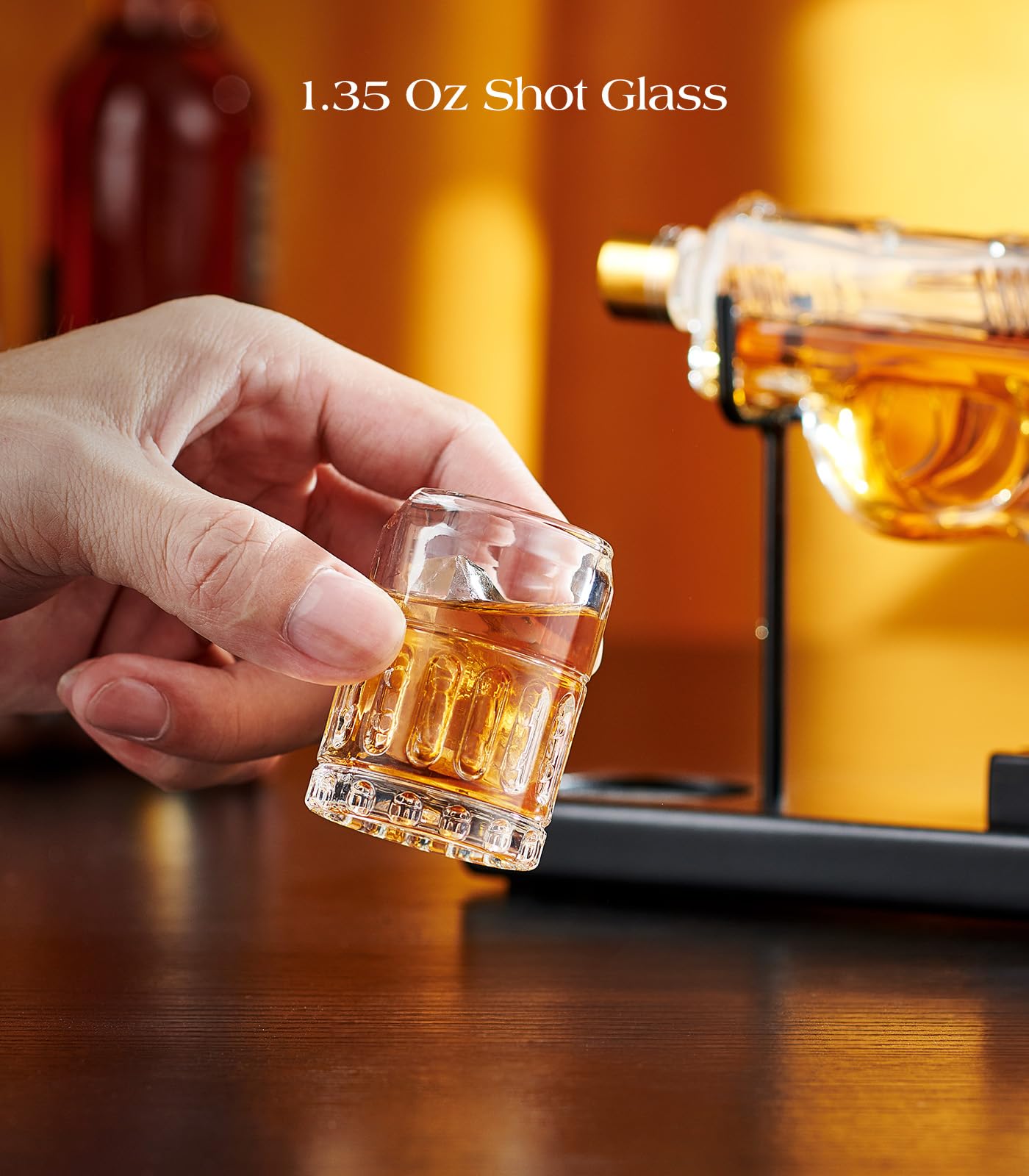 Birthday Gifts for Men Dad, Kollea Gun Whiskey Decanter Sets for Men, Shot Glass, Funny Gift Idea for Him Father Brother, Liquor Dispenser for Bar, Alcohol, Tequila Anniversary, Military Present, Cave