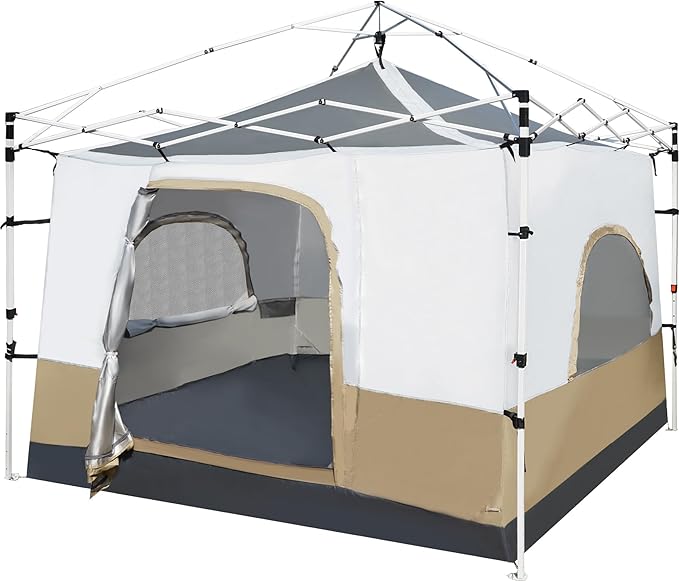REDCAMP Canopy Camping Tent for Pop Up Canopy Tent, Inner Tent Converts Straight Leg 10'x10' or 10'x20' Canopy into Camping Tent, Fits 4-6 Person(Frame/Shelter NOT Included)