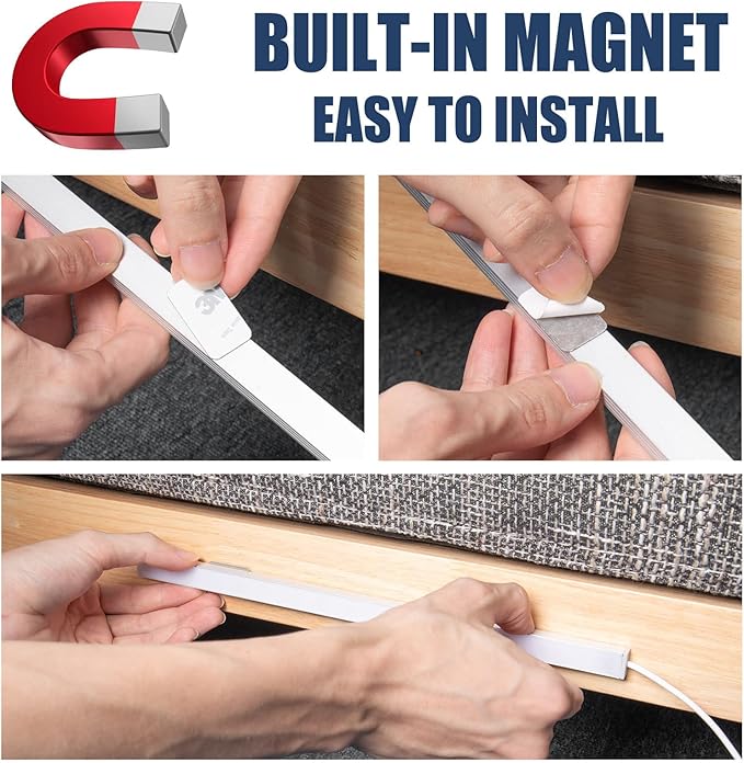 12 Inch Under Cabinet Lighting, Dimmable LED Light Bar with Plug-in AC Adapter & Magnetic Mount - for Kitchen, Workshop, Closet (Includes Adhesive Tape)