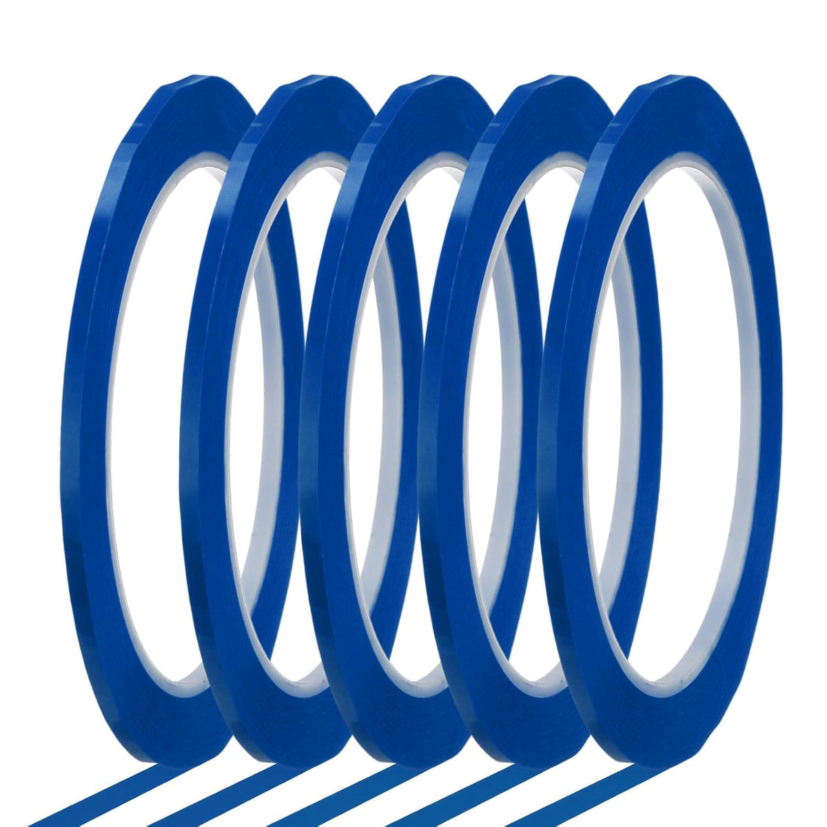 MECCANIXITY Whiteboard Tape 1/8" x 72 Yard Pinstripe Graphic Chart Line Grid Marking Tapes for Classroom Office Dry Erase Board Art, Blue, Pack of 5