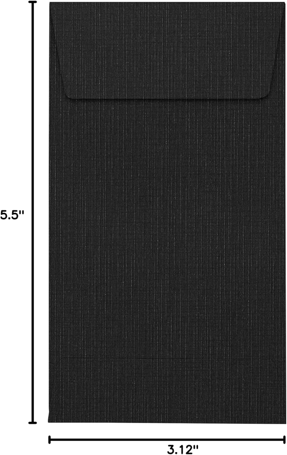 LUXPaper #5 1/2 Coin Envelopes | Peel & Press | 3 1/8" x 5 1/2" | Black Linen | 80lb. Text | 250 Qty
