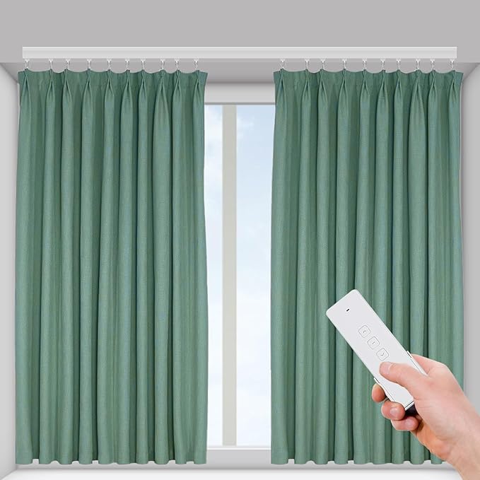 Electric Curtain Track, 7.08-13.78ft Motorized Curtain Track Kit DIY Electric Curtain Rod Smart Electric Curtain Rail with Remote Control for Home & Office, White, 88lbs Capacity