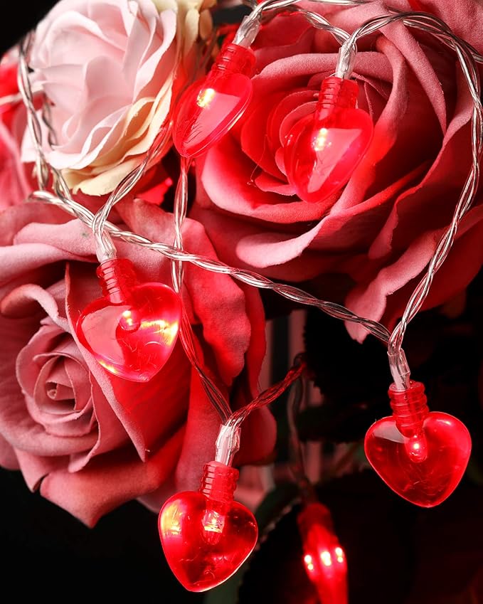 Luditek 14.7ft 40LED Mothers Day Decorations String Lights, Battery Operated Heart Shape Hanging Garland Valentines Day Decor for Indoor Outdoor Home Room Party Wedding