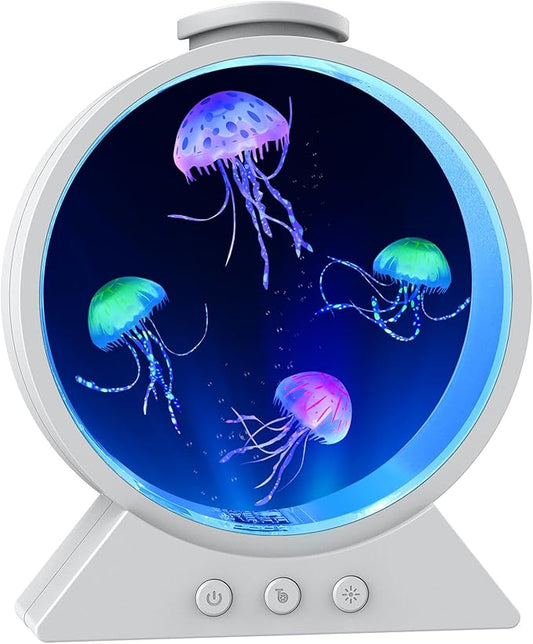 Jellyfish Lamp, 7-Color Changing Jellyfish Aquarium Light for Relax, Mood Lamp for Home, Office & Bedroom Decor, Gifts for Kids Teens Girls Boys Adults (White)