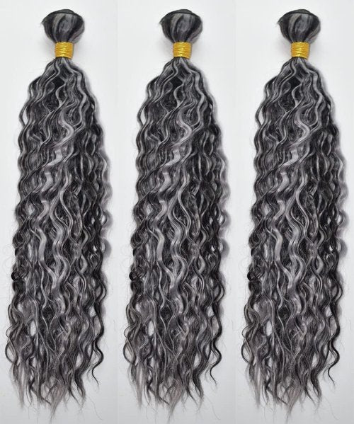 Habiliana Bundles Human Hair 16 18 20 Inch Jerry Curly Wave P1B/GREY Human Hair Bundles 11A Unprocessed Brazilian Virgin Quick Weave Hair Extensions for Black Women