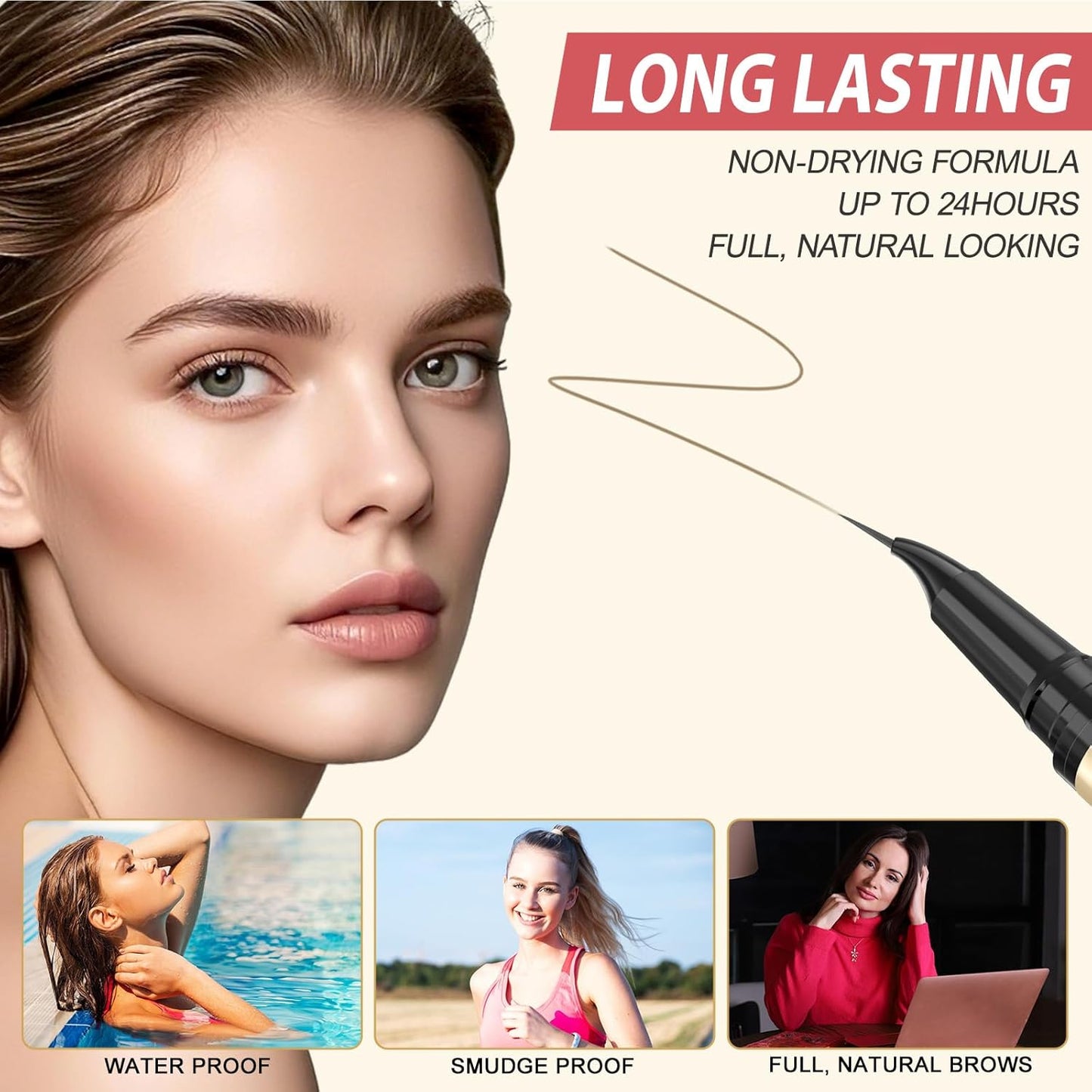 LAVONE Eyebrow Pen, 2-in-1 Eyebrow Pencils for Women with 4 Tip Microblading Eyebrow Pencil and Curved Precise Brow Pencil, Waterproof Eyebrow Pencil Create Full, Natural Hair-Like Brows, Dark Blonde