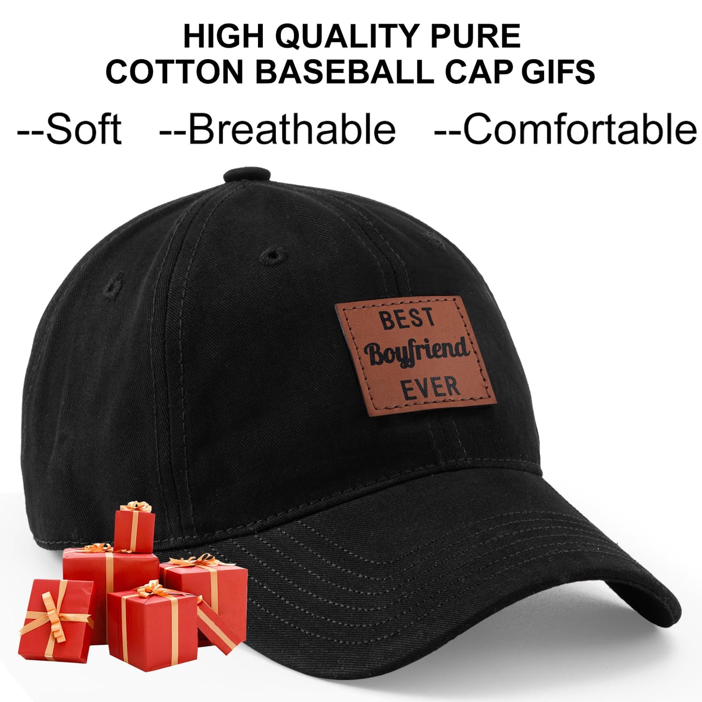 MEINICY Boyfriend Valentines Day Gifts, Anniversary Birthday Valentines Day Gifts for Him Boyfriend Dad Hat Black