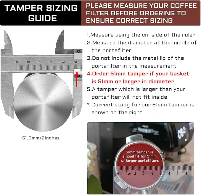 51 mm Coffee Tamper Set Coffee Press for Portafilter Machine Espresso Tamper with Tamper Mat, Frothing Pitcher (350ml/11.836oz), Barista Towel, Latte Art Pen and Decorative Stencils
