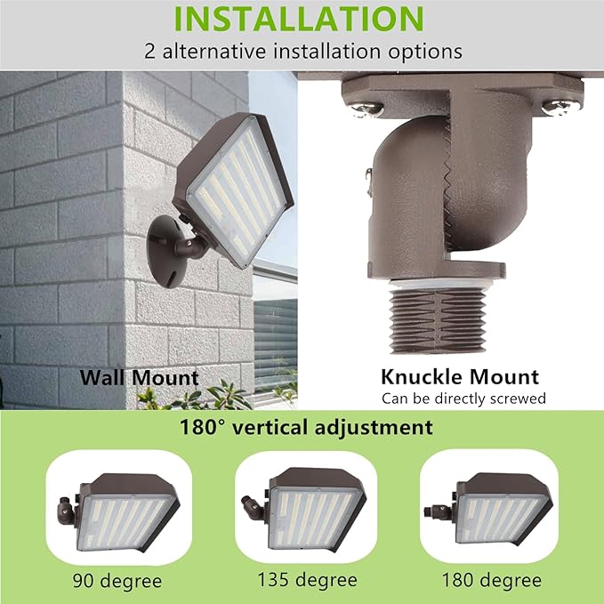 Dusk to Dawn 150W Outdoor LED Flood Light with 1/2" Knuckle Mount (Plate Included), 5000K 21000LM 100-277V, ETL Waterproof LED Security Flood Lighting for Sign/Flagpole/Tree/Yards/Advertising Boards