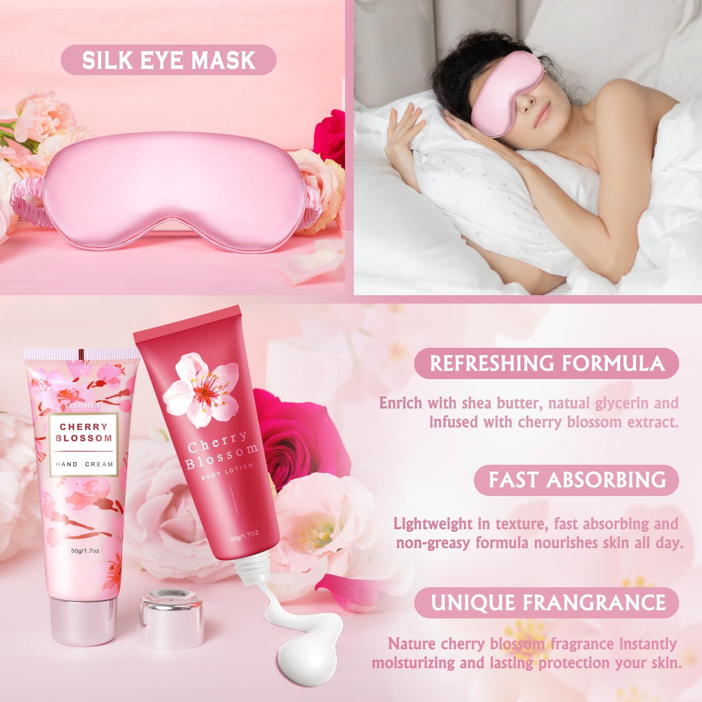 Gifts for Women Birthday Gifts, Spa Gifts Set- 10 Pcs Christmas Valentine's Mother's Day Gifts and Cherry Blossoms Self Care Package Gifts Women, Relaxing Gifts Basket