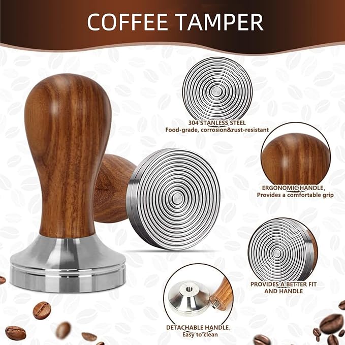 58mm Coffee Espresso Tamper Set - 25PCS Machine Accessories with Tamper, WDT Tool, Stirrer, Frothing Pitcher, Latte Art Pen, Coffee Stencils for Machine, Dosing Funnel, Sifter Sprinkler Powder
