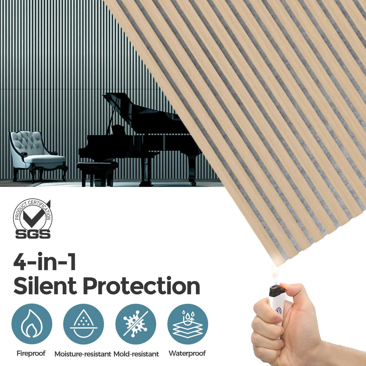 AKUMAX 4 Pack Soundproof Wall Panels-Acoustic Panels 4.72x6.3Inches 3d Wall Panels High Density Sound Dampening Panels (Sample)