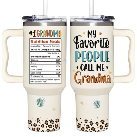 Couple Fox Grandma Gifts from Grandkids, Granddaughter, Grandson, Grandchildren - Practical Mothers Day, Birthday, Christmas, Mother's Day, Ideas Gifts for Grandma Tumbler 40oz with Handle & Straw