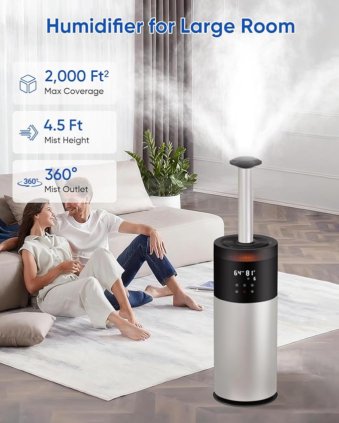Humidifier Large Room, 16L/4.2Gal Whole House Humidifiers for Home 2000 sq.ft, Ultrasonic Cool Mist Humidifier for Bedroom, Plants, Baby