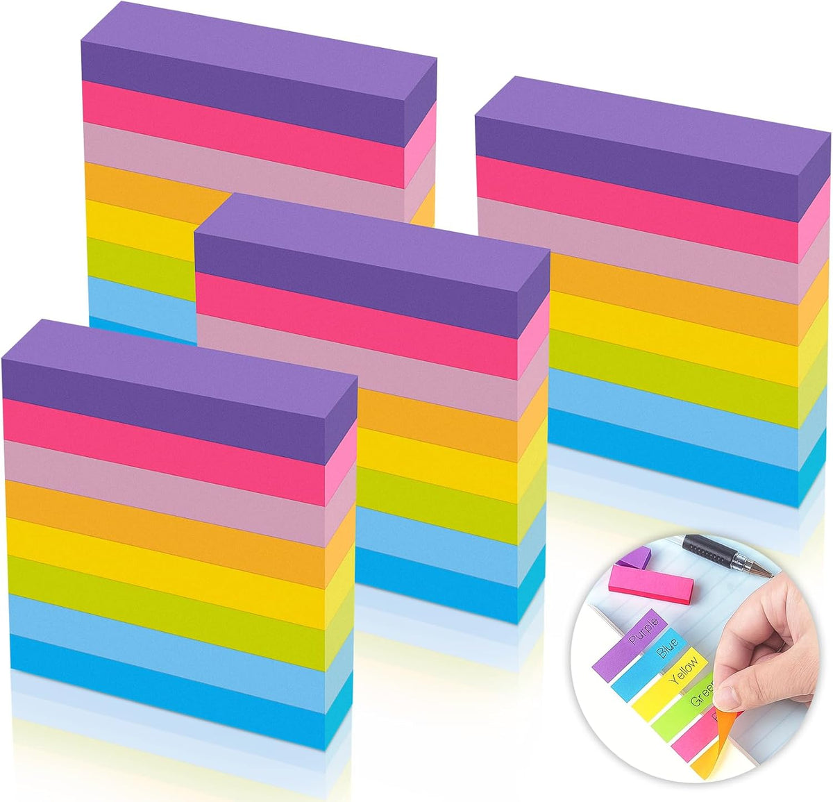40 Pack Sticky Notes Flags Tabs Page Markers,4000 Sheets Index Tabs,Small Self-Stick Note Pads,8 Bright Colors Page Flags Mini Self-Stick Pads to Post for Office,School,Home,Meeting,Back to School