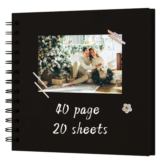 DIY Scrapbook Album 10x10 Inch 40 Pages (20 Sheets) – Hardcover Kraft Paper Photo Book, Blank Memory Scrap Book for DIY Crafts, Wedding, Anniversary, Black