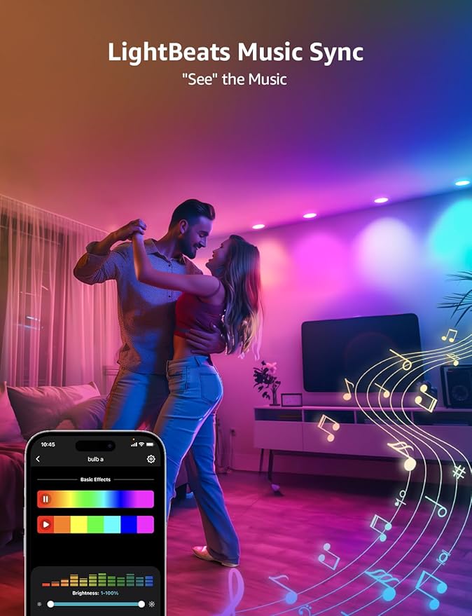 Lepro Bundle - R2 AI Smart LED Canless Light 6 Inch with Mood Recognition Music Sync, Group Control, 12W,1050 Lumen + 6 Pack 6 Inch LED Recessed Ceiling Light with Junction Box, 5000K Daylight