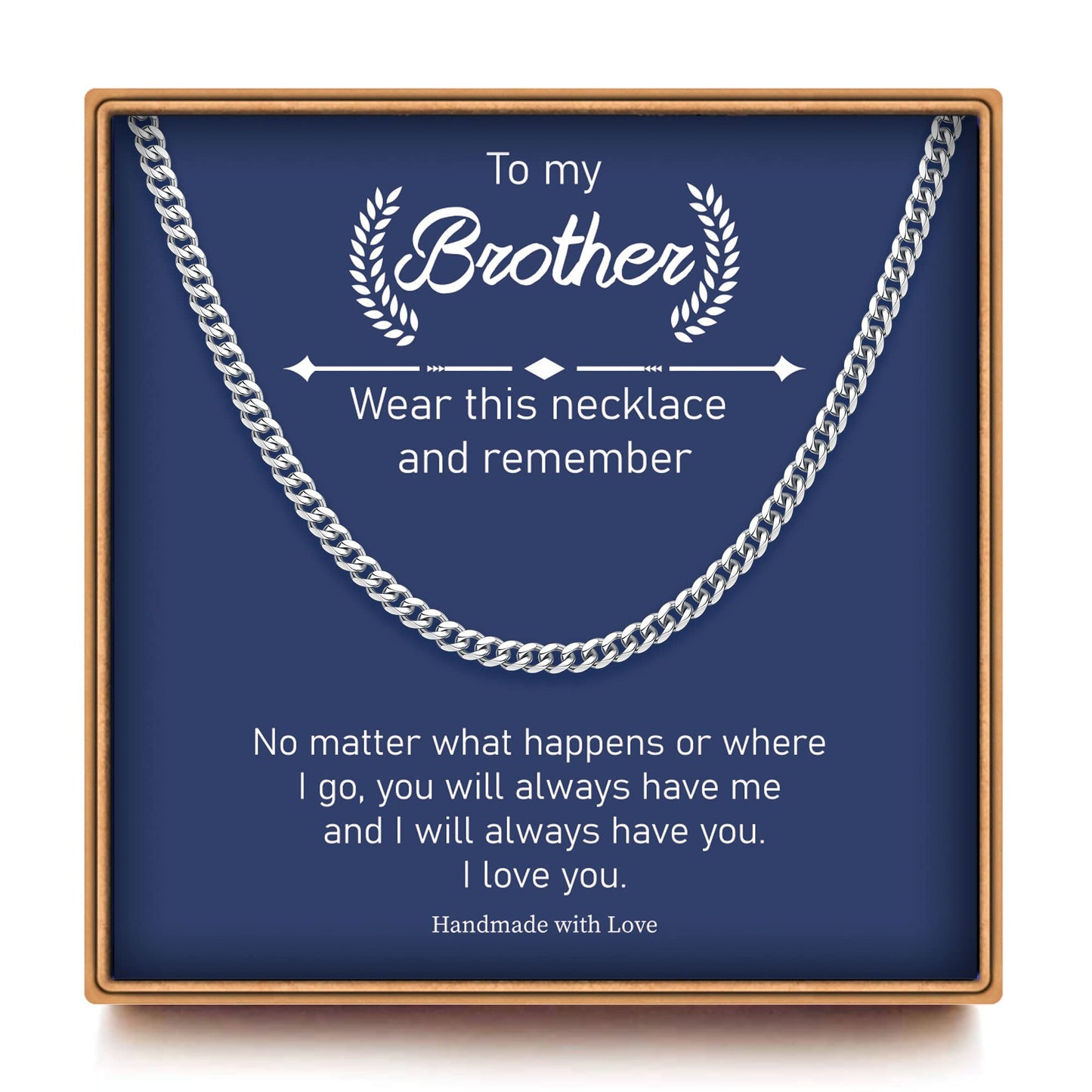 Ieftop Cuban Chain Necklace Gifts for Brother, Silver Stainless Steel Chunky Cuban Chain for Men Gift from Sister Brother Necklace Valentine Birthday Gifts